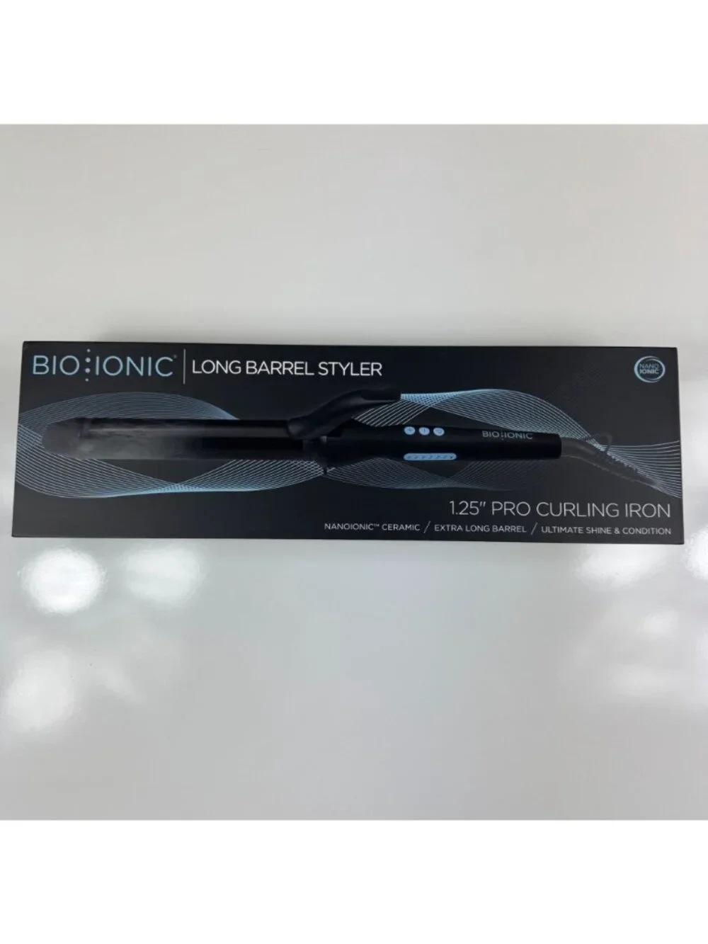 BIO IONIC Long Barrel Curling Iron Styler 1.25-Inch Black Nanoionic Beachy Waves - Picture 5 of 6